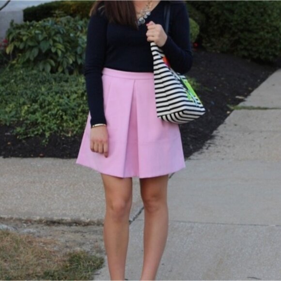 J CREW Pleated High Waisted Skater Skirt in Light Bubblegum Pink- Size 0… - Picture 12 of 15